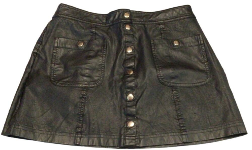Forever 21 Women's Black Faux Leather Mini Skirt Snaps Closure Size 30